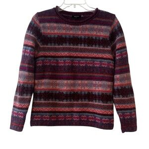 Novica 100% Alpaca Sweater fair isle Handcrafted in Peru M burgundy purple red